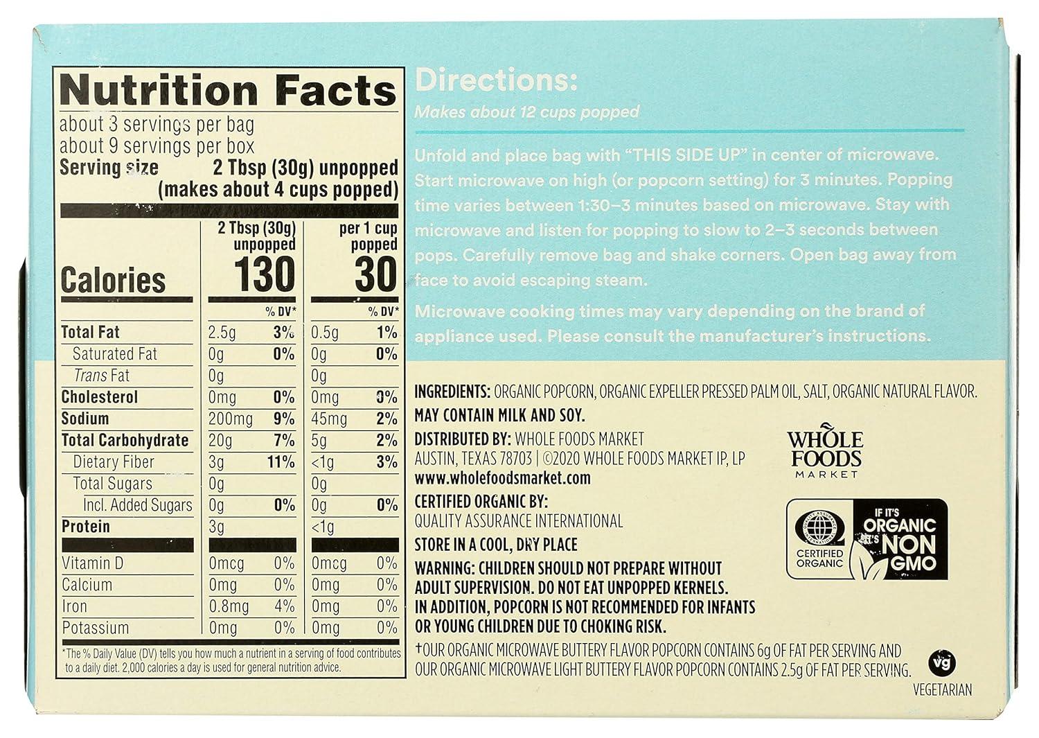 image:image365 by Whole Foods Market Organic Microwave Popcorn 21 OunceButter
