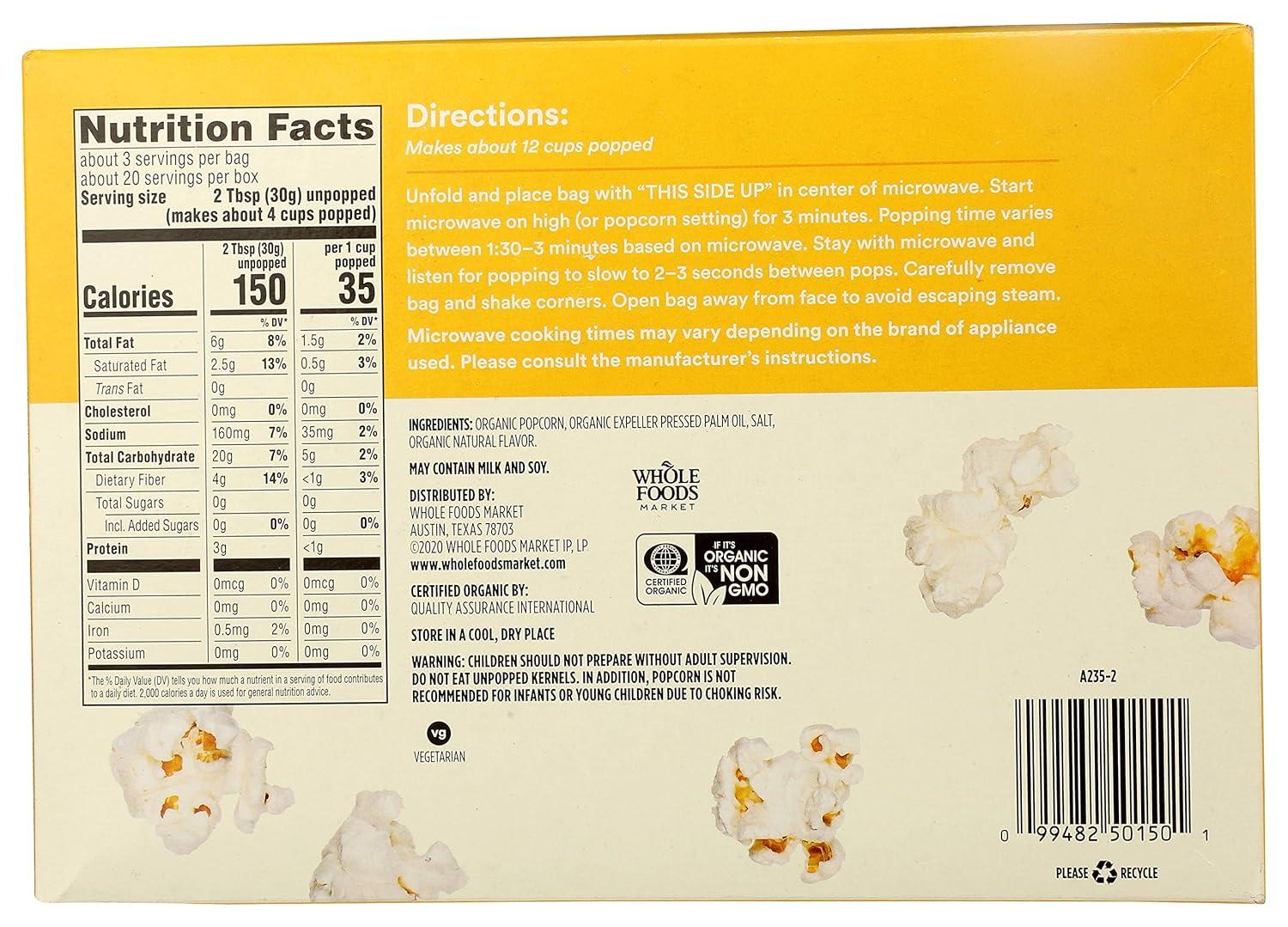 image:image365 by Whole Foods Market Organic Microwave Popcorn 21 OunceOrganic