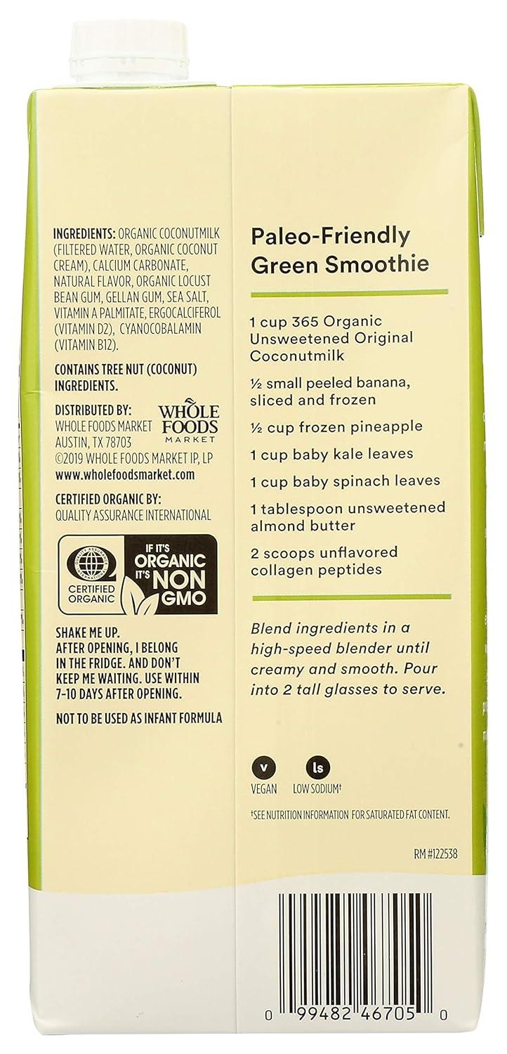 image:image365 by Whole Foods Market Organic Unsweet Original Coconut Milk 32 Fl OzUnsweetened Original