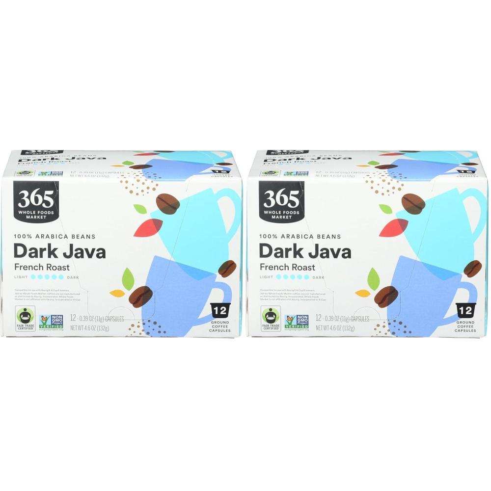 image:image365 by Whole Foods Market Dark Java Coffee Pods Dark French Roast 100 Arabica Beans 12 CountOriginal