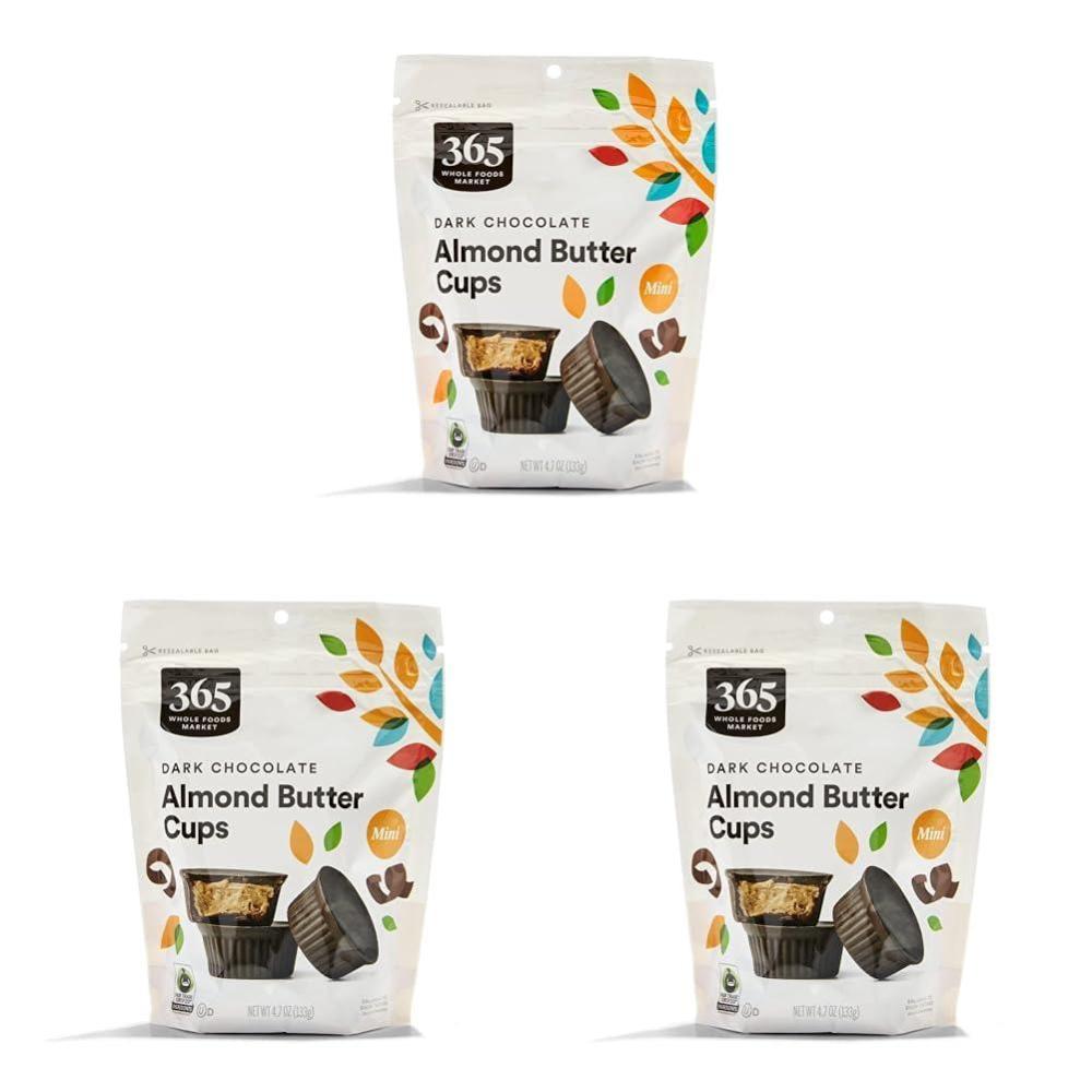 image:image365 by Whole Foods Market Mini Dark Chocolate Almond Butter Cups 47 Ounce47 Ounce Pack of 3