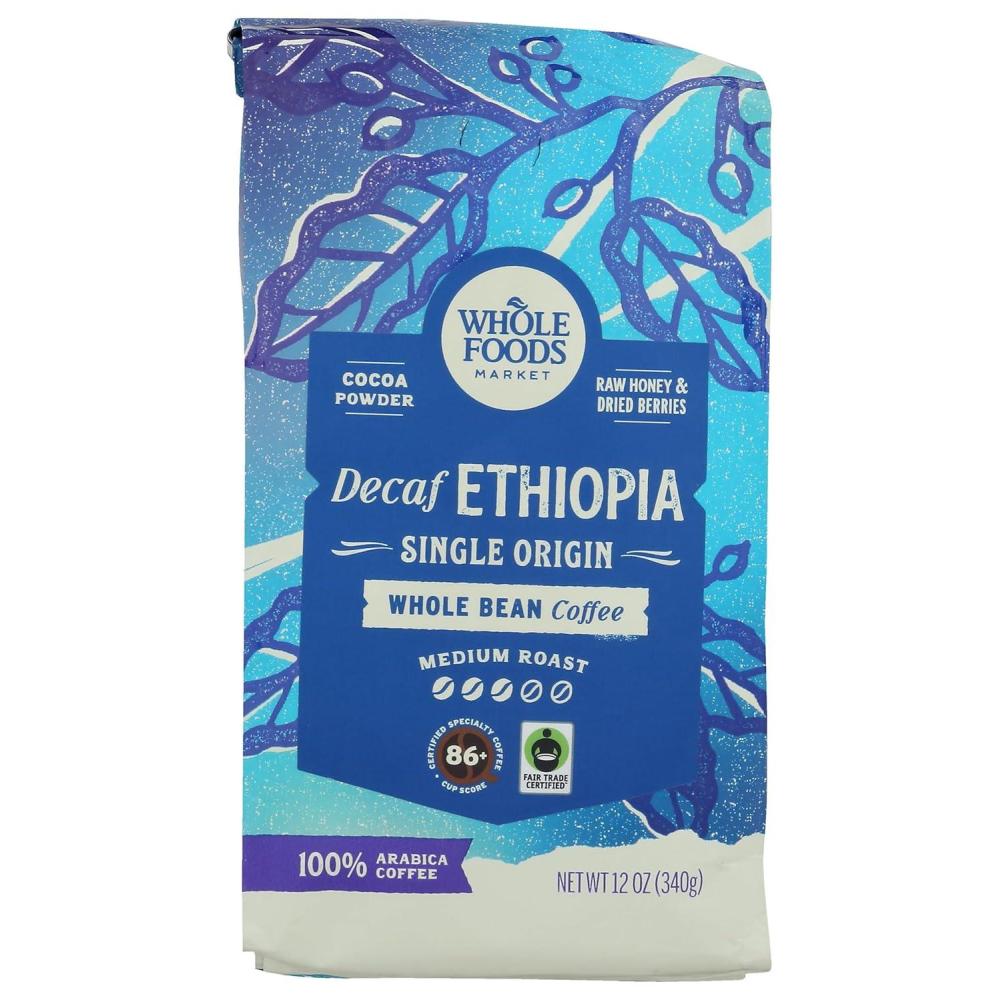 image:imageWhole Foods Market Decaf Ethiopia Single Origin Whole Bean Coffee Medium Roast Cocoa Powder Raw Honey amp Dried Berries 12 Ounce12 Ounce Pack of 1