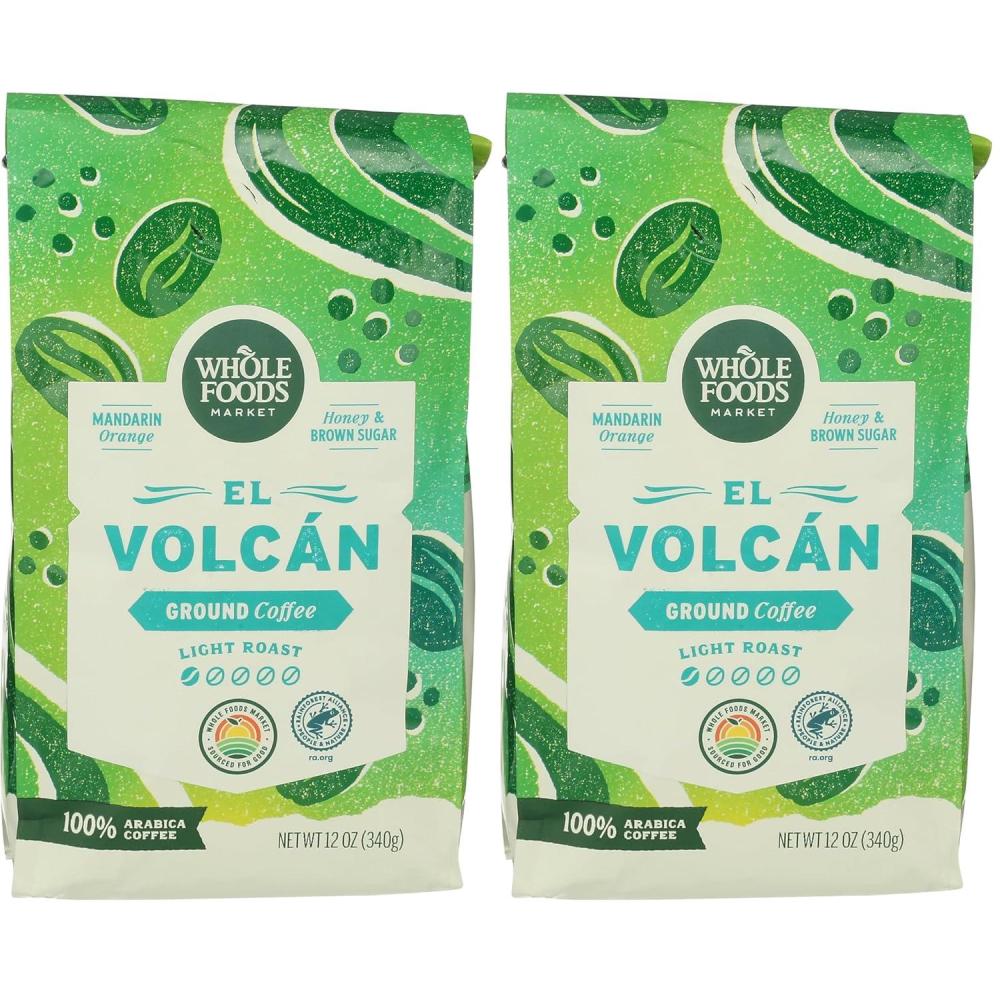 image:imageWhole Foods Market El Volcan Light Roast Ground Coffee Mandarin Orange Honey amp Brown Sugar 12 Ounce12 Ounce Pack of 2