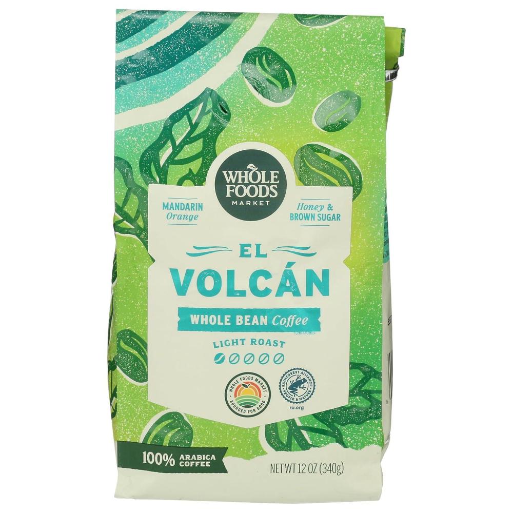 image:imageWhole Foods Market El Volcan Light Roast Whole Bean Coffee Mandarin Orange Honey amp Brown Sugar 12 Ounce12 Ounce Pack of 1