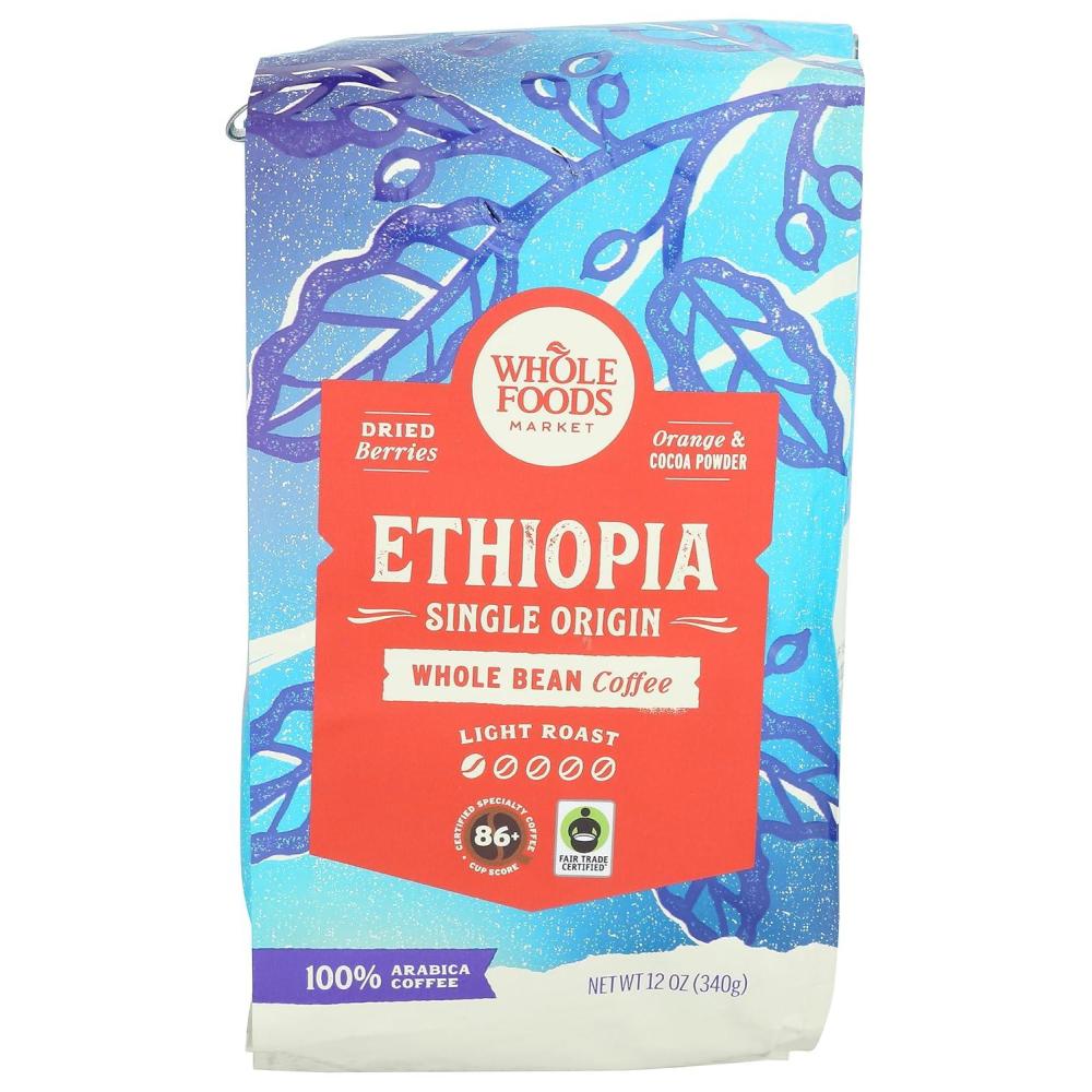 image:imageWhole Foods Market Ethiopia Single Origin Whole Bean Coffee Light Roast Cocoa Powder Dried Berries amp Orange 12 Ounce12 Ounce Pack of 1