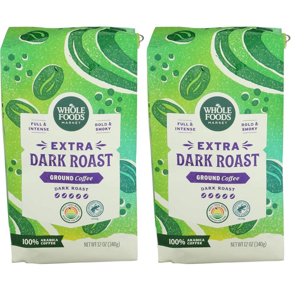 image:imageWhole Foods Market Extra Dark Roast Ground Coffee Full amp Intense Bold amp Smoky 12 Ounce12 Ounce Pack of 2