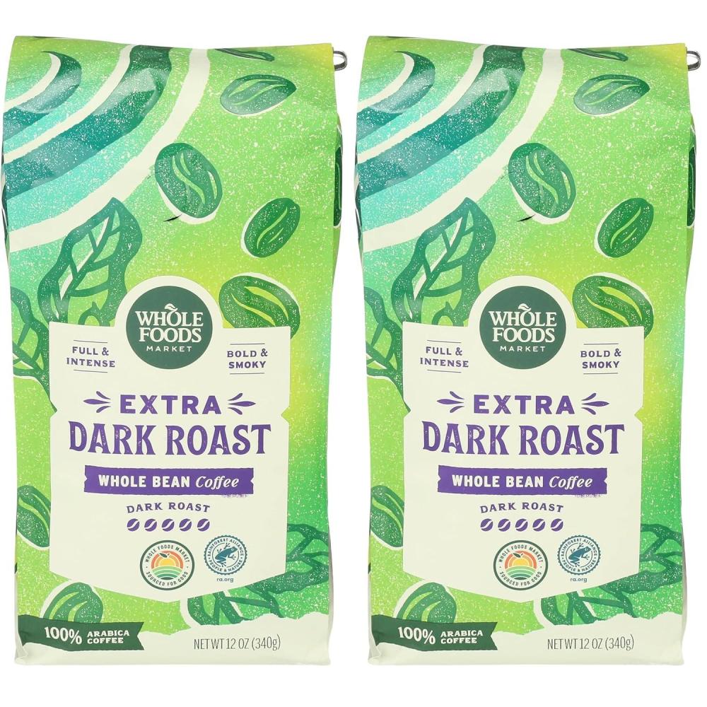 image:imageWhole Foods Market Extra Dark Roast Whole Bean Coffee Full amp Intense Bold amp Smoky 12 Ounce12 Ounce Pack of 2