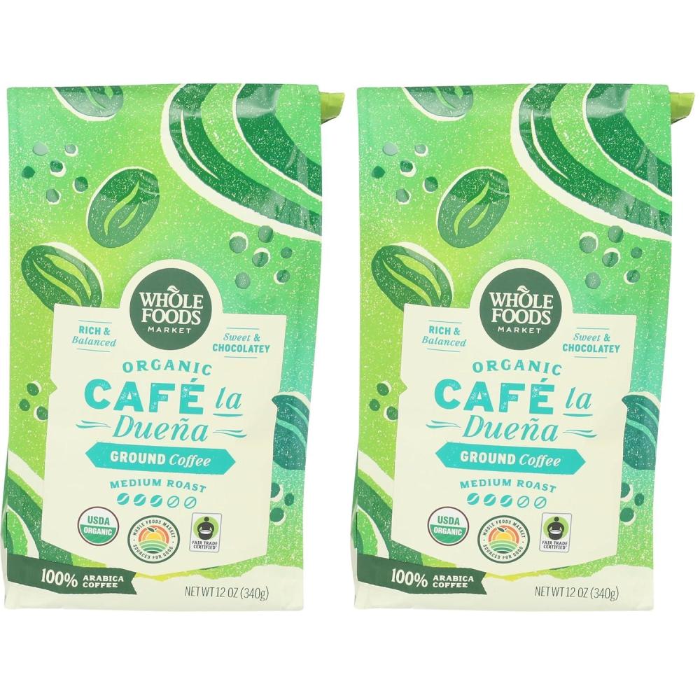 image:imageWhole Foods Market Organic Caf la Duena Ground Coffee Medium Roast Rich amp Balanced Sweet amp Chocolatey 12 Ounce12 Ounce Pack of 2