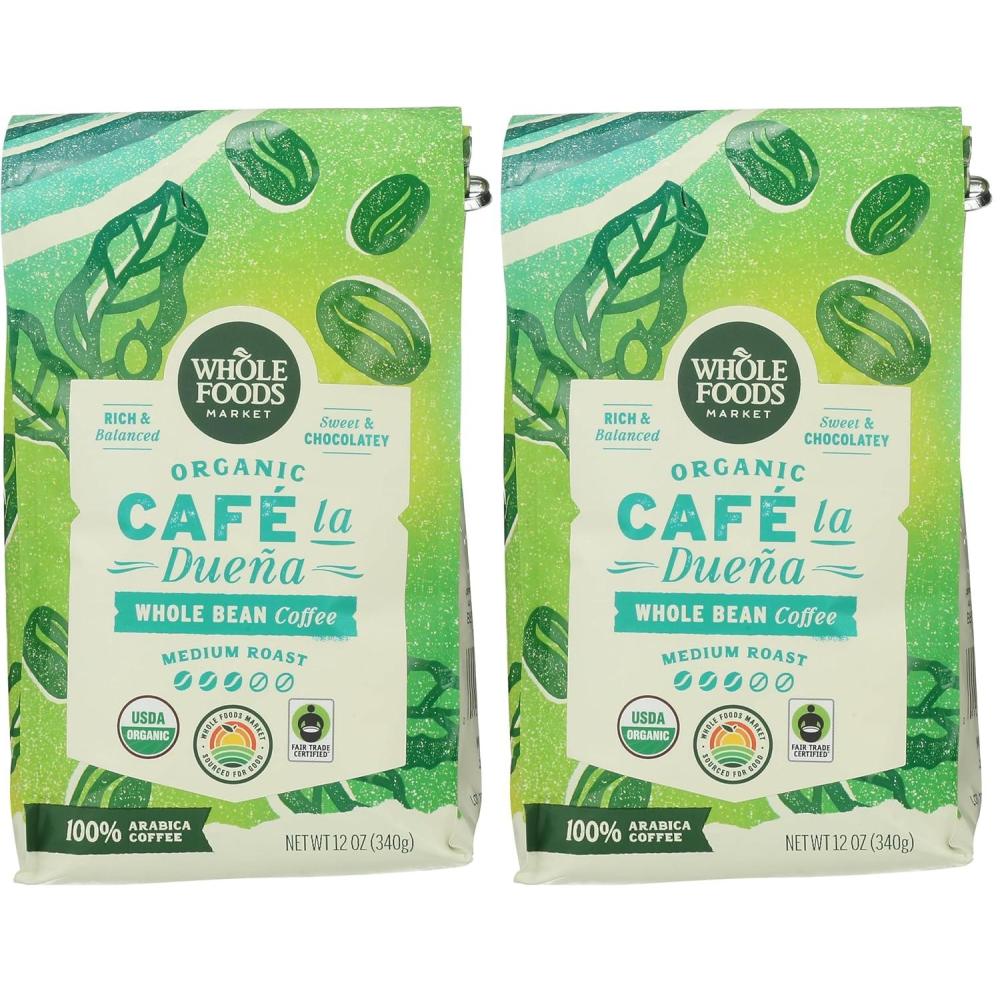 image:imageWhole Foods Market Organic Caf la Duena Whole Bean Coffee Medium Roast Rich amp Balanced Sweet amp Chocolatey 12 Ounce12 Ounce Pack of 2