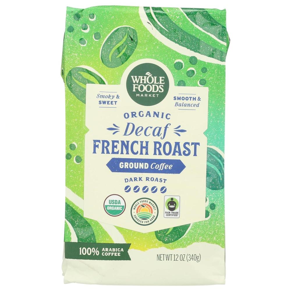 image:imageWhole Foods Market Organic Decaf Ground Coffee Dark French Roast Smoky amp Sweet Smooth amp Balanced 12 Ounce12 Ounce Pack of 1