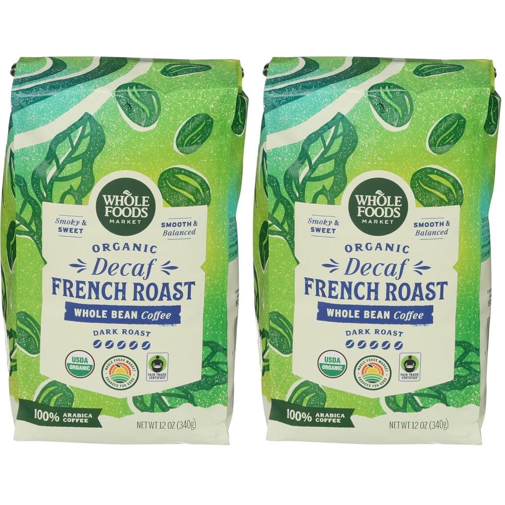 image:imageWhole Foods Market Organic Decaf Whole Bean Coffee Dark French Roast Smoky amp Sweet Smooth amp Balanced 12 Ounce12 Ounce Pack of 2