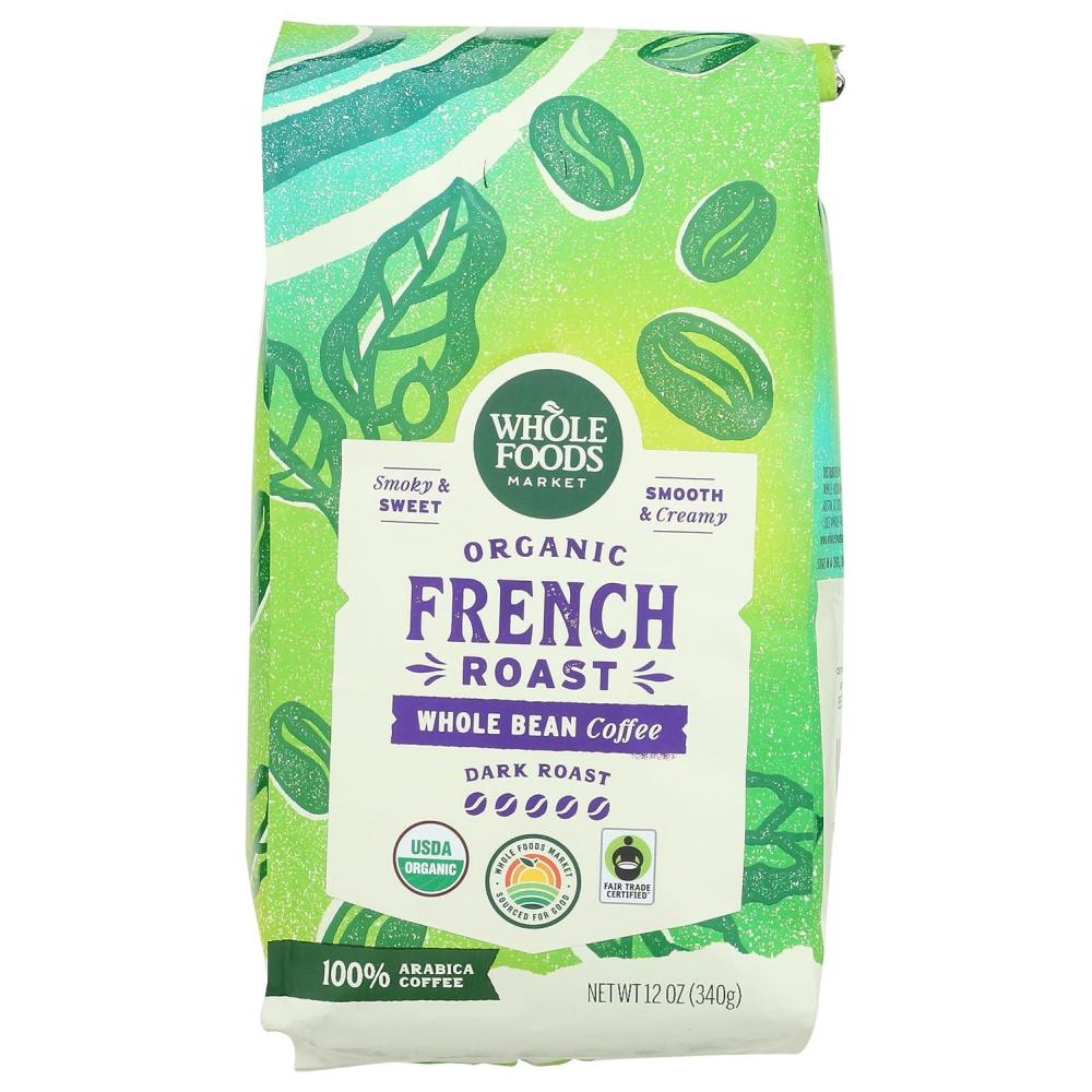 image:imageWhole Foods Market Organic Whole Bean Coffee Dark French Roast Smoky amp Sweet Smooth amp Creamy 12 Ounce12 Ounce Pack of 1