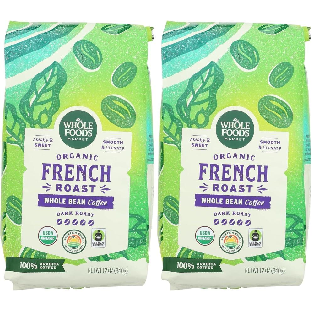 image:imageWhole Foods Market Organic Whole Bean Coffee Dark French Roast Smoky amp Sweet Smooth amp Creamy 12 Ounce12 Ounce Pack of 2