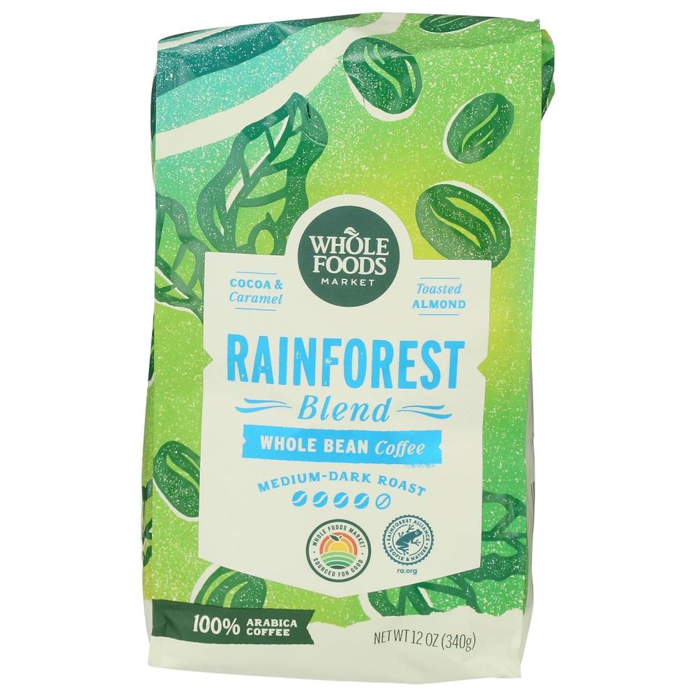image:imageWhole Foods Market Rainforest Blend MediumDark Roast Whole Bean Coffee Cocoa Caramel amp Toasted Almond 12 Ounce12 Ounce Pack of 1