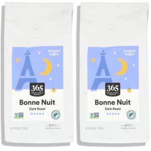 365 by Whole Foods Market, Bonne Nuit Ground Coffee, Dark Roast, 10 Ounce(10 Ounce (Pack of 2))