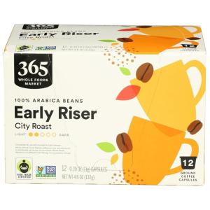 365 by Whole Foods Market, Early Riser Coffee Pods, Medium-Light City Roast, 12 Count(12 Count (Pack of 1))