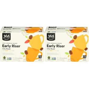 365 by Whole Foods Market, Early Riser Coffee Pods, Medium-Light City Roast, 12 Count(4.6 Ounce (Pack of 2))