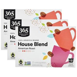 365 by Whole Foods Market, House Blend Coffee Pods, Medium-Light American Roast, 12 Count(4.6 Ounce (Pack of 3))