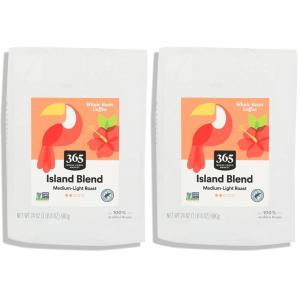365 by Whole Foods Market, Island Blend Whole Bean Coffee, Medium-Light Roast, 24 Ounce(24 Ounce (Pack of 2))