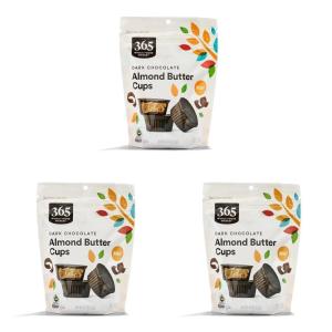 365 by Whole Foods Market, Mini Dark Chocolate Almond Butter Cups, 4.7 Ounce(4.7 Ounce (Pack of 3))