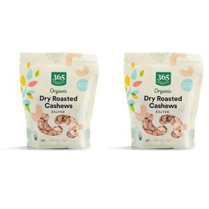 365 by Whole Foods Market, Organic Dry Roasted & Salted Cashews, 10 Ounce(10 Ounce (Pack of 2))