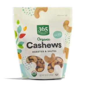 365 by Whole Foods Market, Organic Dry Roasted & Unsalted Cashews, 10 Ounce(Salted)