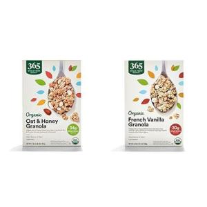 365 by Whole Foods Market, Organic French Vanilla Almond Granola, 17 Ounce(Oat & Honey + French Vanilla Almond)