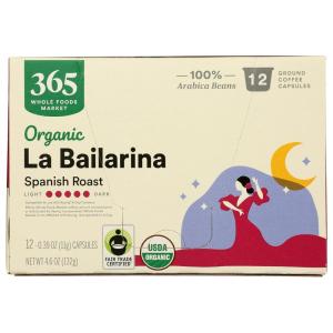 365 by Whole Foods Market, Organic La Bailarina Coffee Pods, Dark Spanish Roast, 12 Count