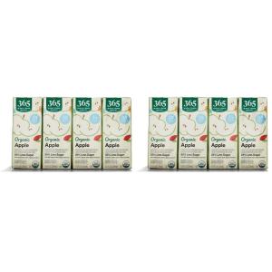 365 by Whole Foods Market, Organic Reduced-Sugar Apple Juice Boxes, 6.75 Fl Oz (Pack of 8)(6.75 Fl Oz (Pack of 16))