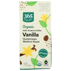 365 by Whole Foods Market, Organic Vanilla Guatemalan Medium Roast Ground Coffee, 12 Ounce(12 Ounce (Pack of 1))