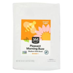365 by Whole Foods Market, Pleasant Morning Buzz Ground Coffee, Medium-Dark Roast, 24 Ounce(Pleasant Morning Buzz Medium-Dark Roast – Ground Coffee)