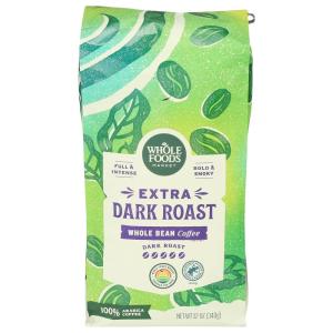 Whole Foods Market, Extra Dark Roast Whole Bean Coffee, Full & Intense, Bold & Smoky, 12 Ounce(12 Ounce (Pack of 1))