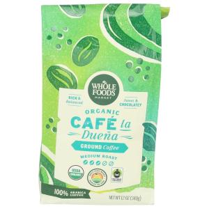 Whole Foods Market, Organic Café la Duena Ground Coffee, Medium Roast, Rich & Balanced, Sweet & Chocolatey, 12 Ounce(12 Ounce (Pack of 1))