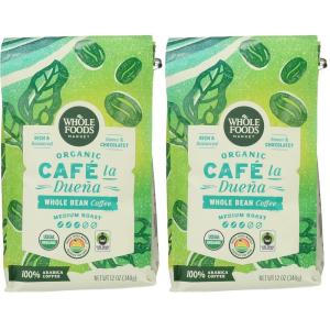 Whole Foods Market, Organic Café la Duena Whole Bean Coffee, Medium Roast, Rich & Balanced, Sweet & Chocolatey, 12 Ounce(12 Ounce (Pack of 2))