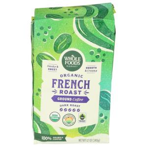 Whole Foods Market, Organic Ground Coffee, Dark French Roast, Smoky & Sweet, Smooth & Creamy, 12 Ounce(12 Ounce (Pack of 1))