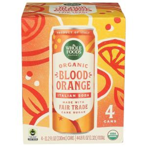 Whole Foods Market Organic Pink Grapefruit Italian Soda, 11.2 Fl Oz, 4 Pack(Blood Orange)