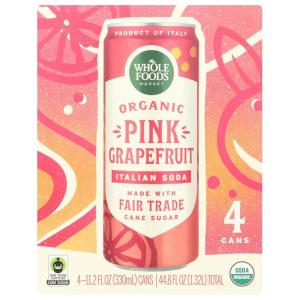 Whole Foods Market Organic Pink Grapefruit Italian Soda, 11.2 Fl Oz, 4 Pack(Organic)