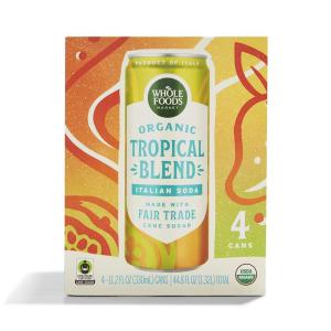 Whole Foods Market Organic Pink Grapefruit Italian Soda, 11.2 Fl Oz, 4 Pack(Tropical Blend)