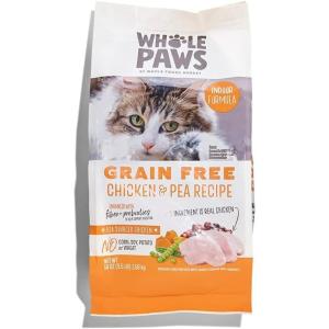 Whole Paws, Grain-Free Dry Cat Food, Chicken & Pea Recipe, Enhanced with Fiber & Prebiotics, Indoor Formula, 3.5 lb(56 Fl Oz (Pack of 1))