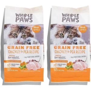 Whole Paws, Grain-Free Dry Cat Food, Chicken & Pea Recipe, Enhanced with Fiber & Prebiotics, Indoor Formula, 3.5 lb(56 Fl Oz (Pack of 2))
