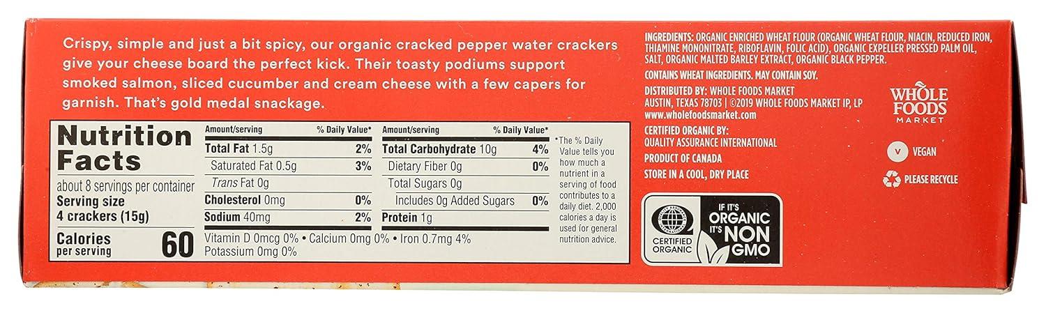 image:image365 by Whole Foods Market Organic Cracked Pepper Water Crackers 44 OunceCracked Pepper