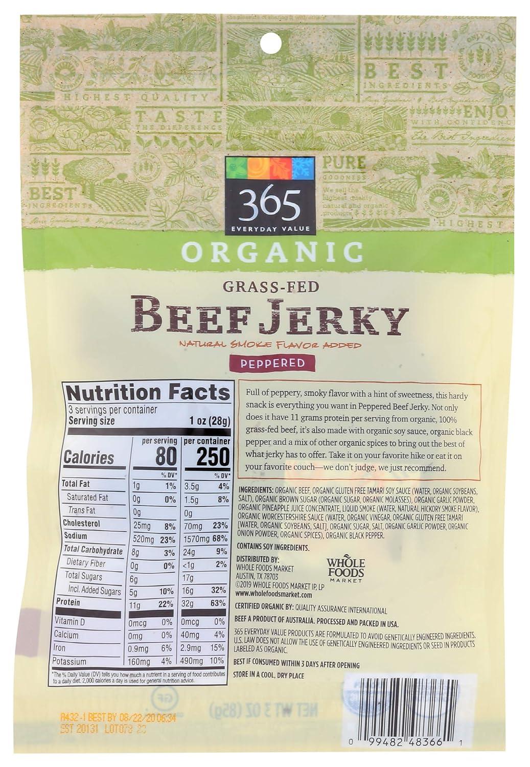 image:image365 by Whole Foods Market Organic Peppered Beef Jerky 3 Ounce3 Ounce Pack of 5