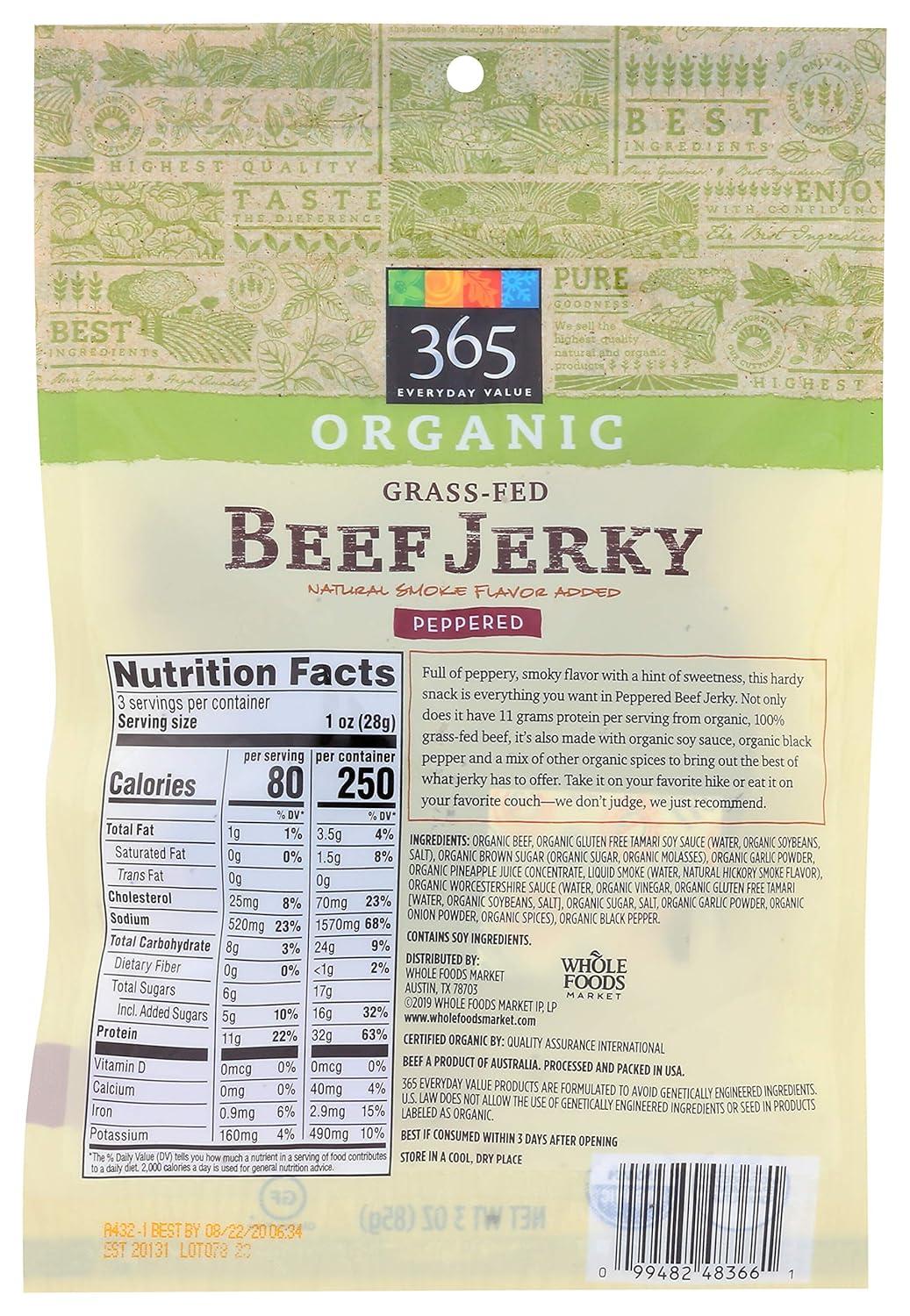 image:image365 by Whole Foods Market Organic Peppered Beef Jerky 3 Ounce3 Ounce Pack of 5