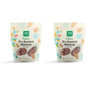 365 by Whole Foods Market, Organic Dry Roasted & Salted Almonds, 10 Ounce(10 Ounce (Pack of 2))