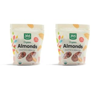365 by Whole Foods Market, Organic Roasted Unsalted Almonds, 10 Ounce(10 Ounce (Pack of 2))