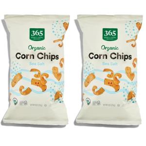 365 by Whole Foods Market, Organic Sea Salt Corn Chips, Vegan, Gluten-Free, 9 Ounce(9 Ounce (Pack of 2))