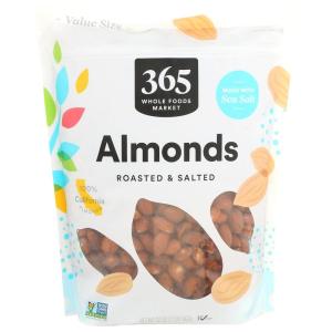 365 by Whole Foods Market, Roasted And Unsalted Almonds, 16 Ounce(Roasted & Salted)
