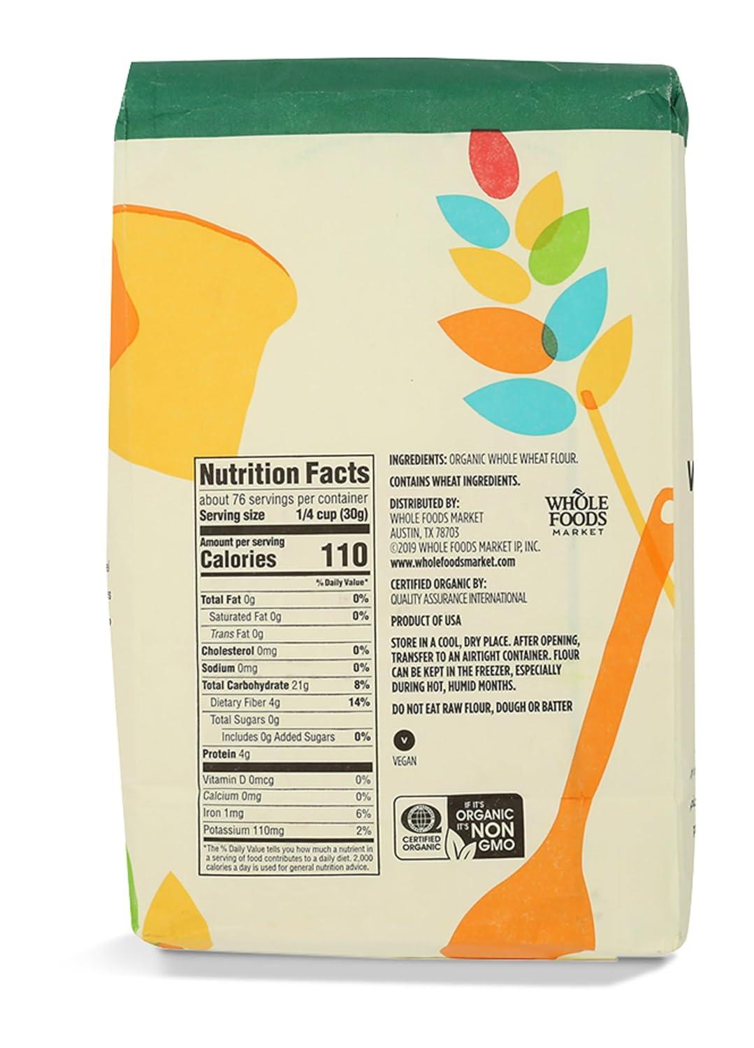 image:image365 by Whole Foods Market Organic 100 Whole Wheat Flour 80 Ounce80 Ounce Pack of 1