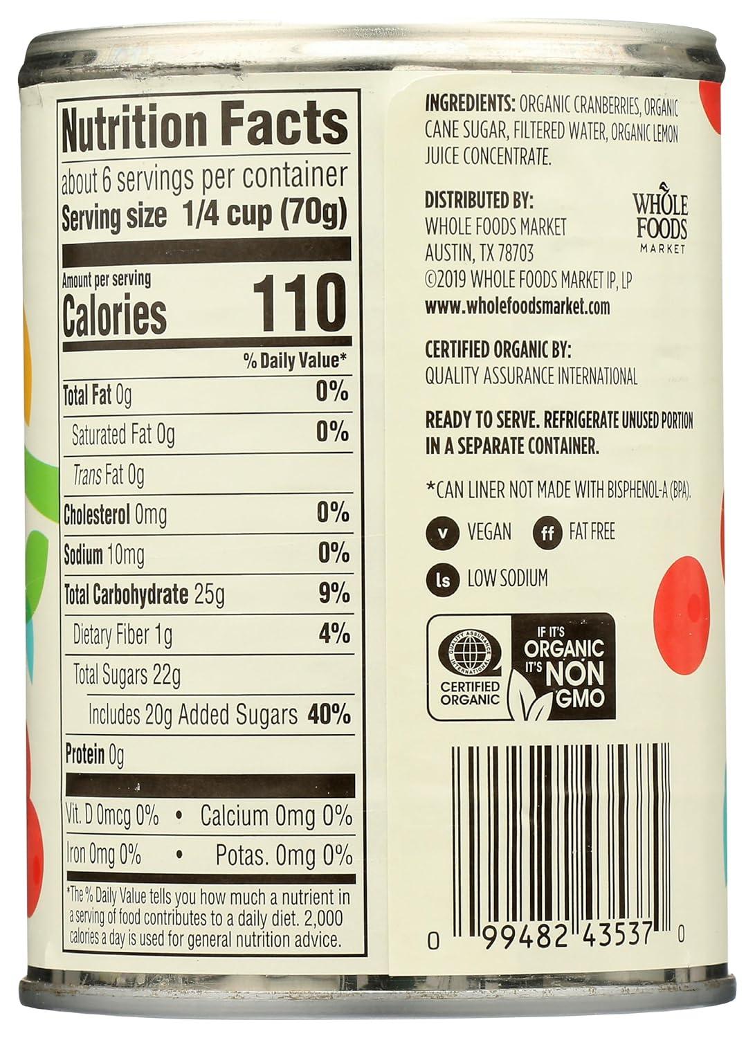 image:image365 by Whole Foods Market Organic Whole Berry Cranberry Sauce 14 Ounce14 Ounce Pack of 1