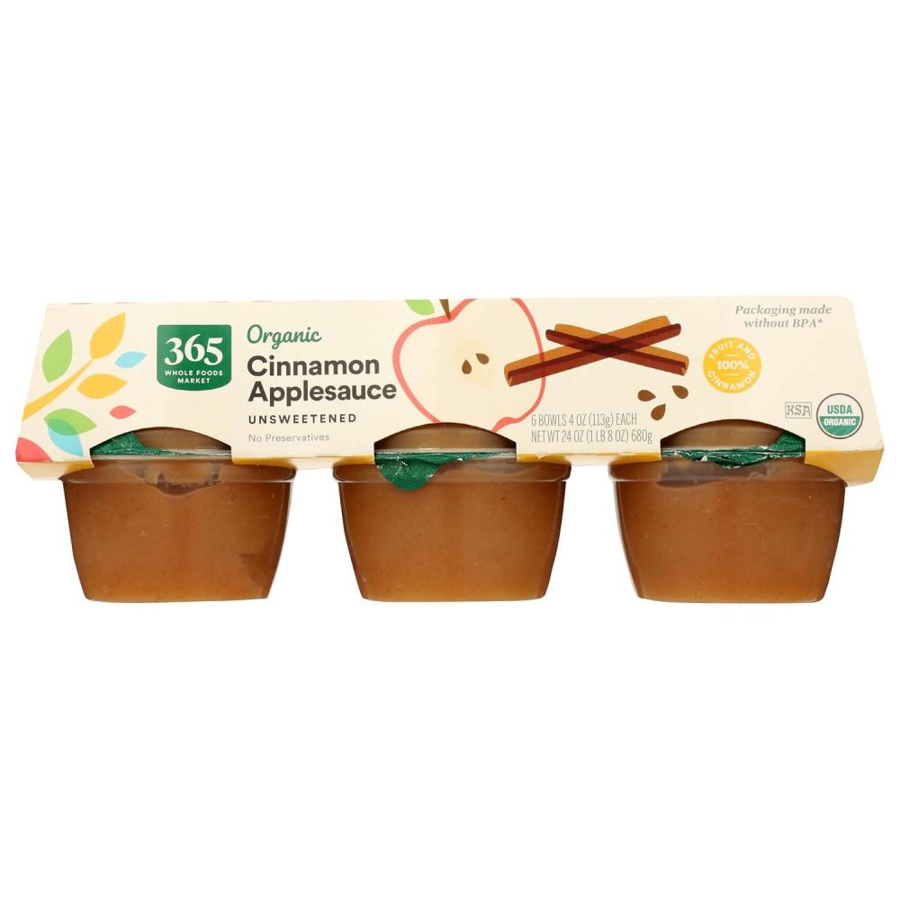image:image365 by Whole Foods Market Organic Unsweetened Apple Sauce Cups 4 Ounce Pack of 6Cinnamon Unsweetened